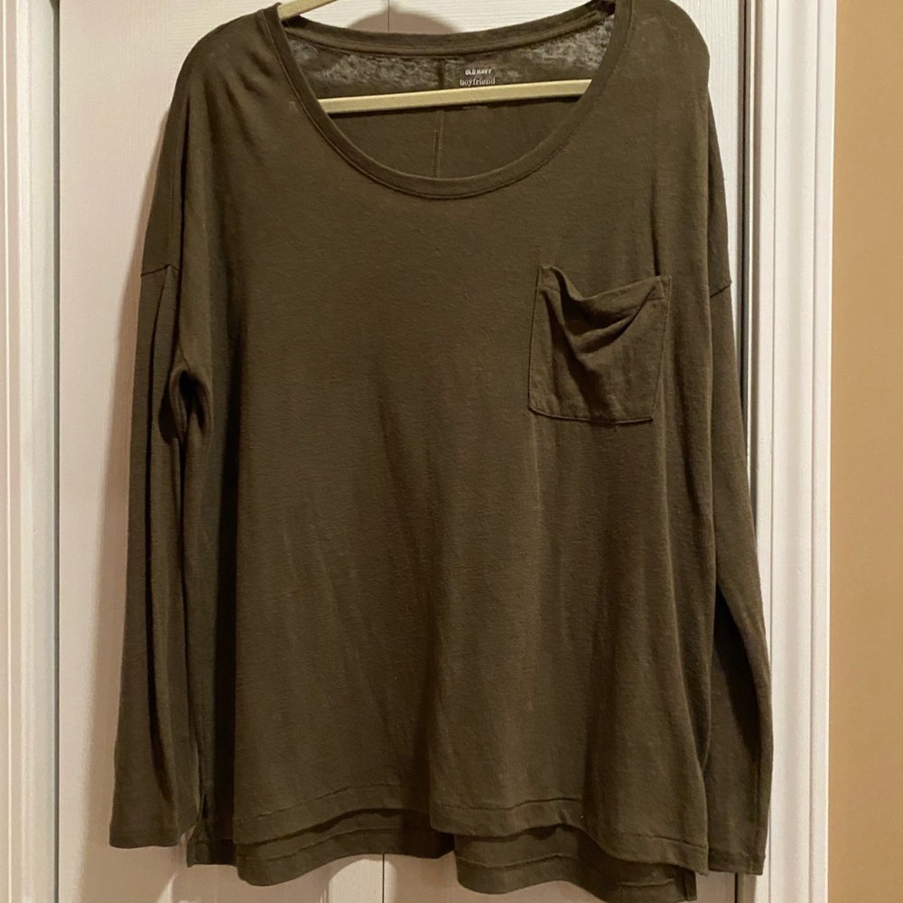 Army green boyfriend shirt 3/4 sleeve